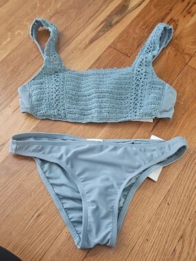 Women’s Crochet-Detail Bikini Set in Sage